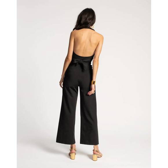 NEW FRANCES VALENTINE babe halter jumpsuit in black - Picture 3 of 4